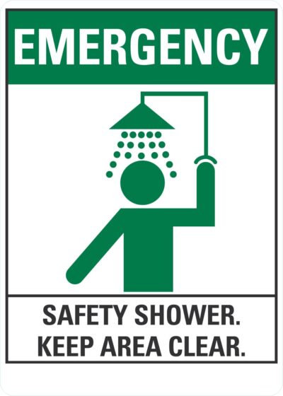 Emergency (Sym) Safety Shower Keep Area Clear