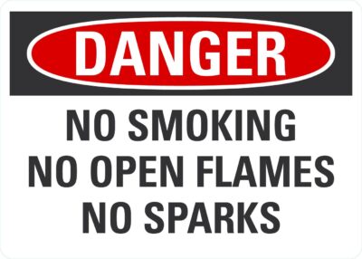 No smoking no open flames no sparks English