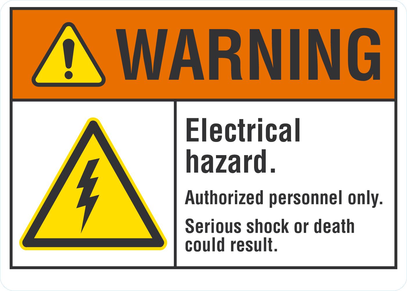 Warning Electrical hazard. Authorized personnel only.