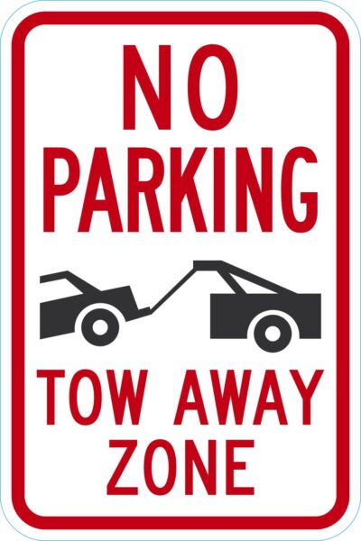 No Parking Tow Away Zone (Tow Truck Symbol)