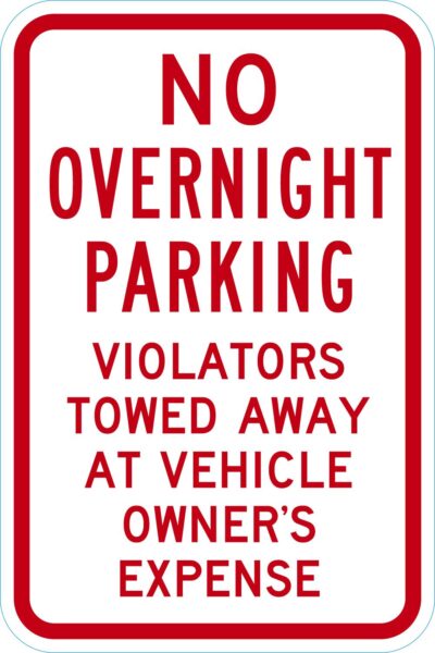 No Overnight Parking Violators Towed Away At Vehicle