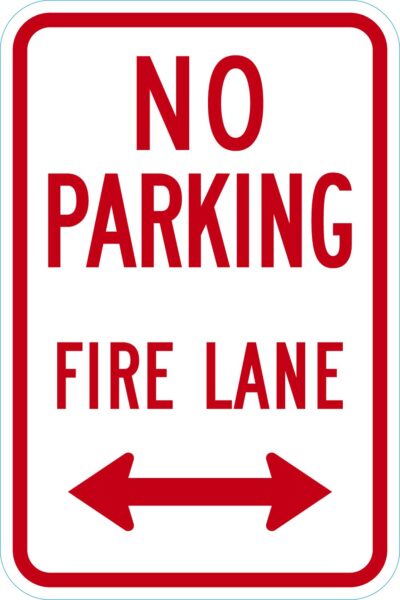 No Parking Fire Lane (Double Arrow)