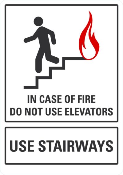 Case Of Fire Do Not Use Elevators Use Stairways (W/Sym)