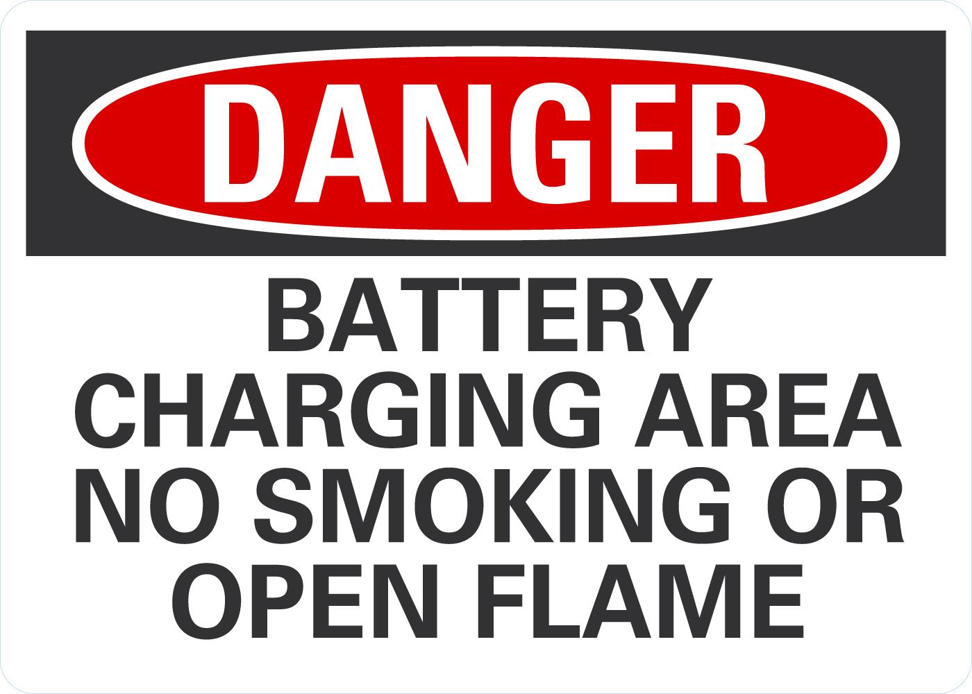 Danger Battery Charging Area No Smoking Or Open Flame