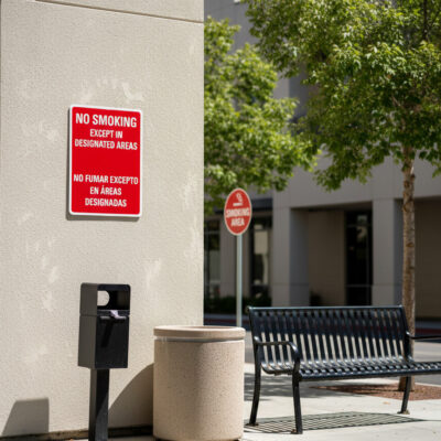 No Smoking Except In Designated Areas No Fumar Excepto En