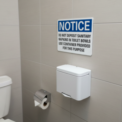 Notice Do not deposit sanitary napkins in toilet bowls