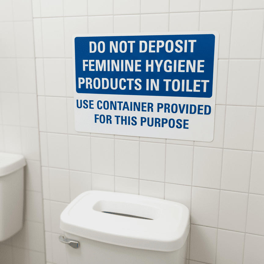 Do Not Deposit Feminine Hygiene Products In Toilet Use - Image 2