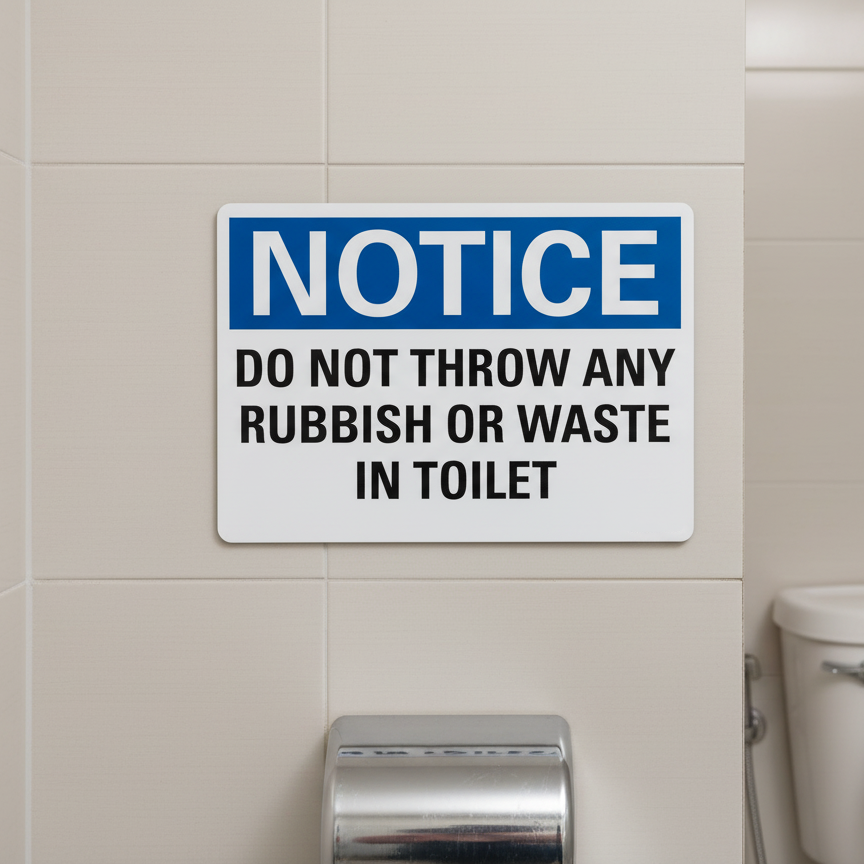 Notice Do Not Throw Any Rubbish Or Waste In Toilet
