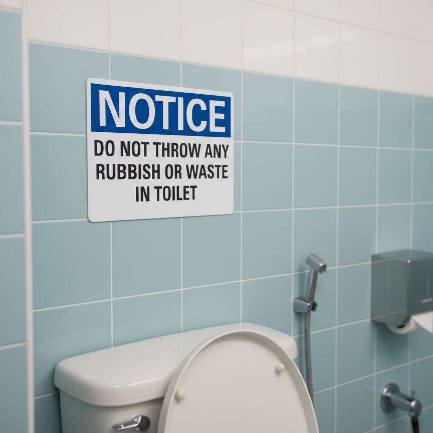Notice Do Not Throw Any Rubbish Or Waste In Toilet - Image 3