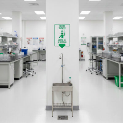 Safety Shower Ducha De Seguridad (w sym & down arrow)