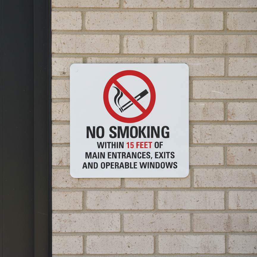 (Sym) No Smoking Within 15 Feet Of Main Entrances, Exits And - Image 2