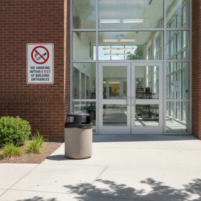 (Sym) No Smoking Within 8 Feet Of Building Entrances