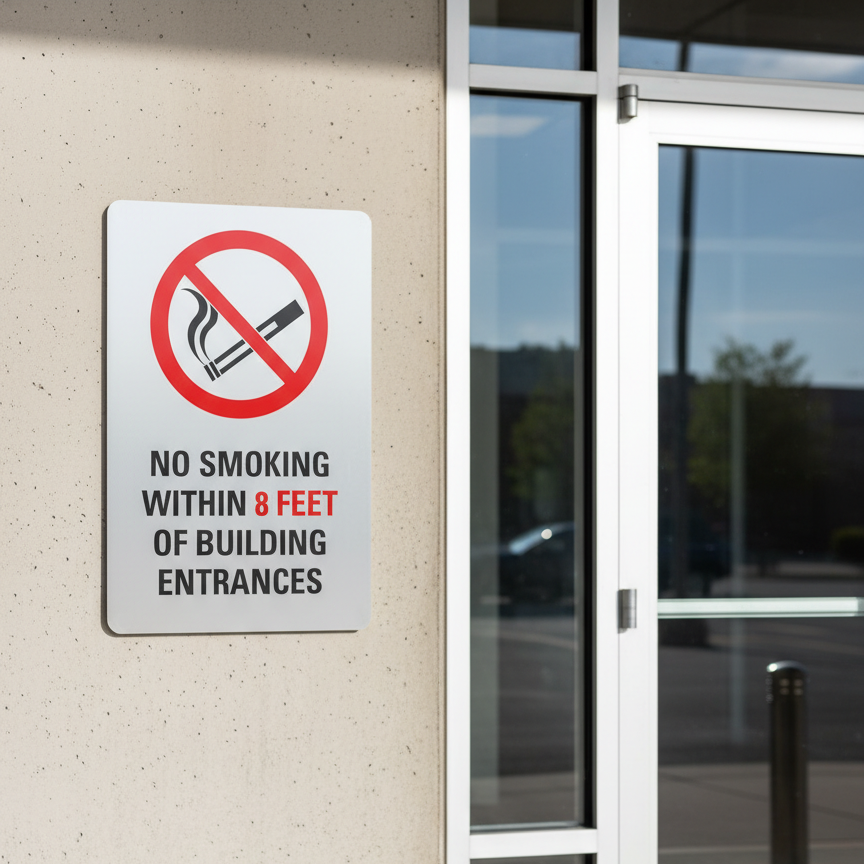 (Sym) No Smoking Within 8 Feet Of Building Entrances - Image 2