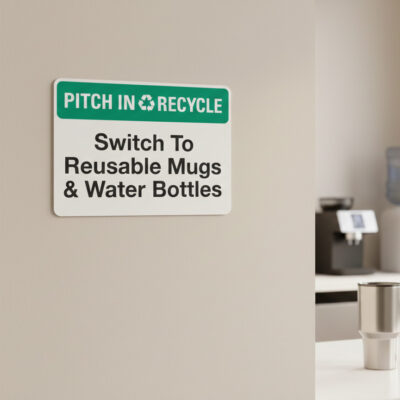 Pitch In (Sym) Recycle Switch To Reusable Mugs & Water
