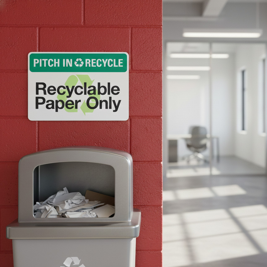 Pitch In (Sym) Recycle Recyclable Paper Only (Sym)