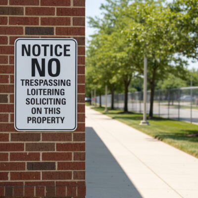Notice No Trespassing Loitering Soliciting On This Property