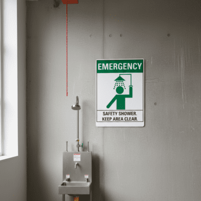 Emergency (Sym) Safety Shower Keep Area Clear
