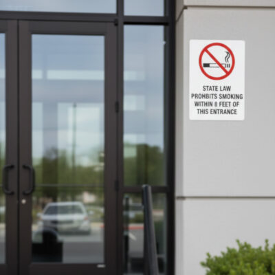 (Sym) State Law Prohibits Smoking Within 8 Feet Of This