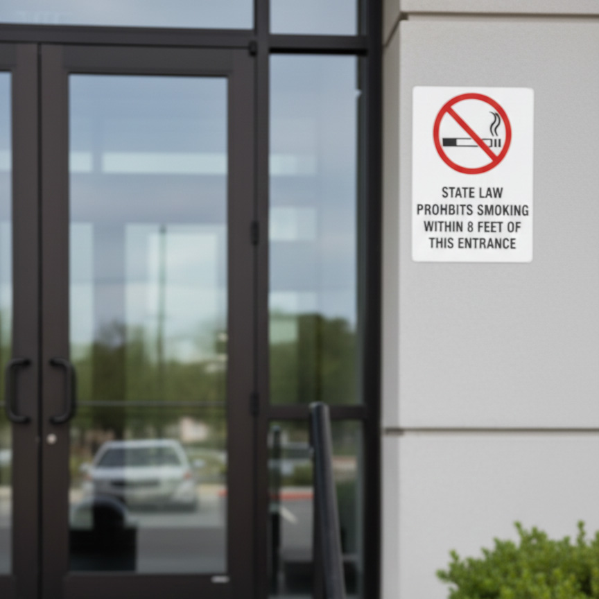 (Sym) State Law Prohibits Smoking Within 8 Feet Of This
