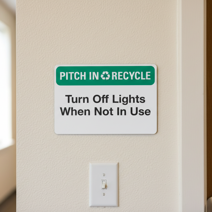 Pitch In (Sym) Recycle Turn Off Lights When Not In Use - Image 2