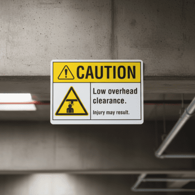 Caution Low overhead clearance. Injury may result.