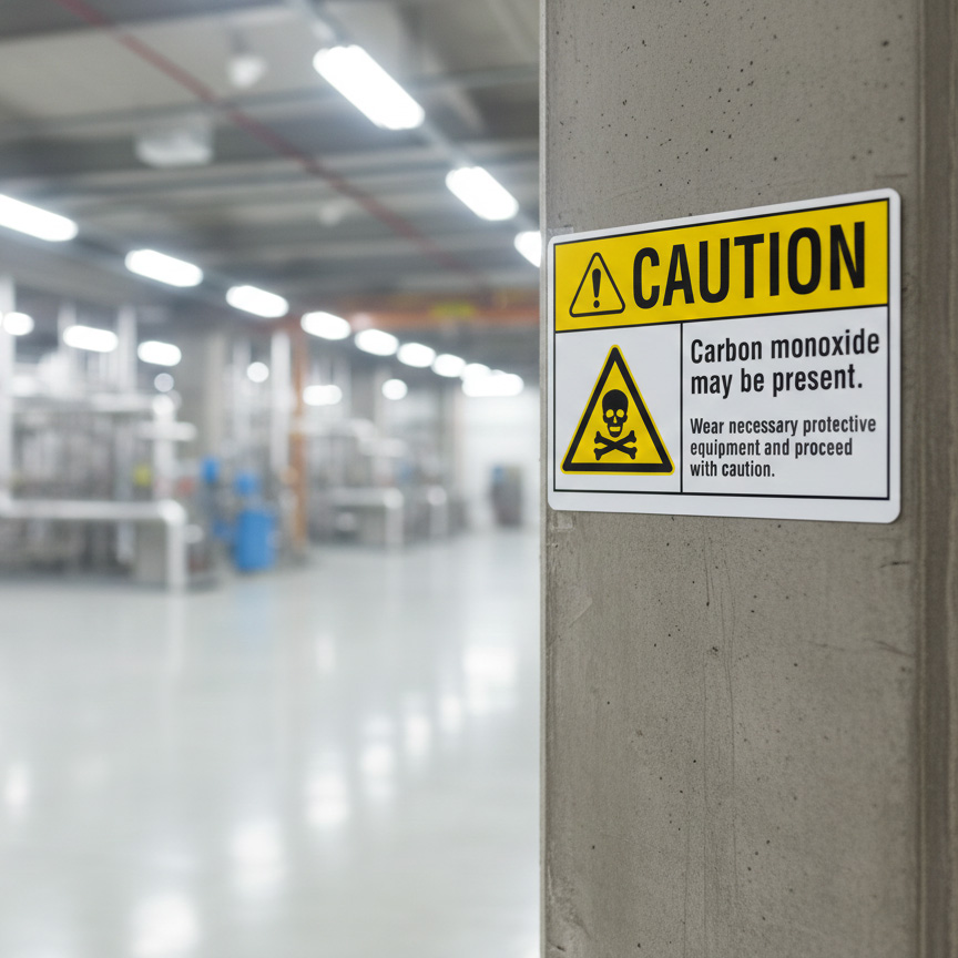 Caution Carbon monoxide may be present. Wear necessary