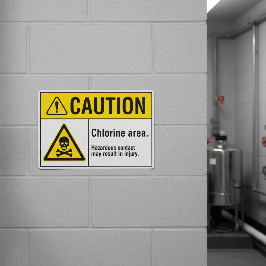 Caution Chlorine area. Hazardous contact may result in - Image 2