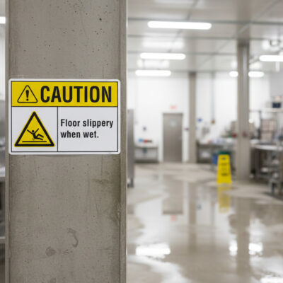 Caution Floor slippery when wet.