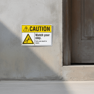 Caution Watch your step. Falls can result in injury.