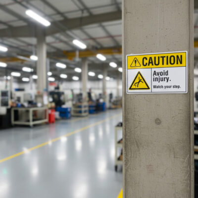 Caution Avoid injury watch your step.