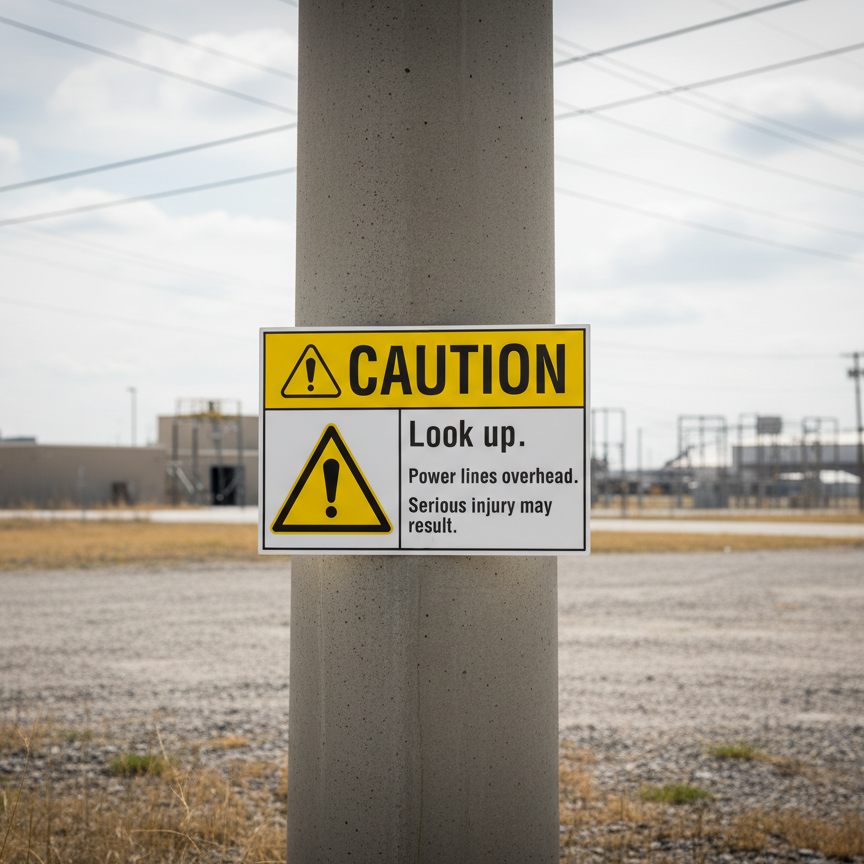 Caution Look up. Power lines overhead. Serious injury m - Image 2