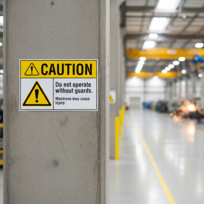 Caution Do not operate without guards. Machines may cau