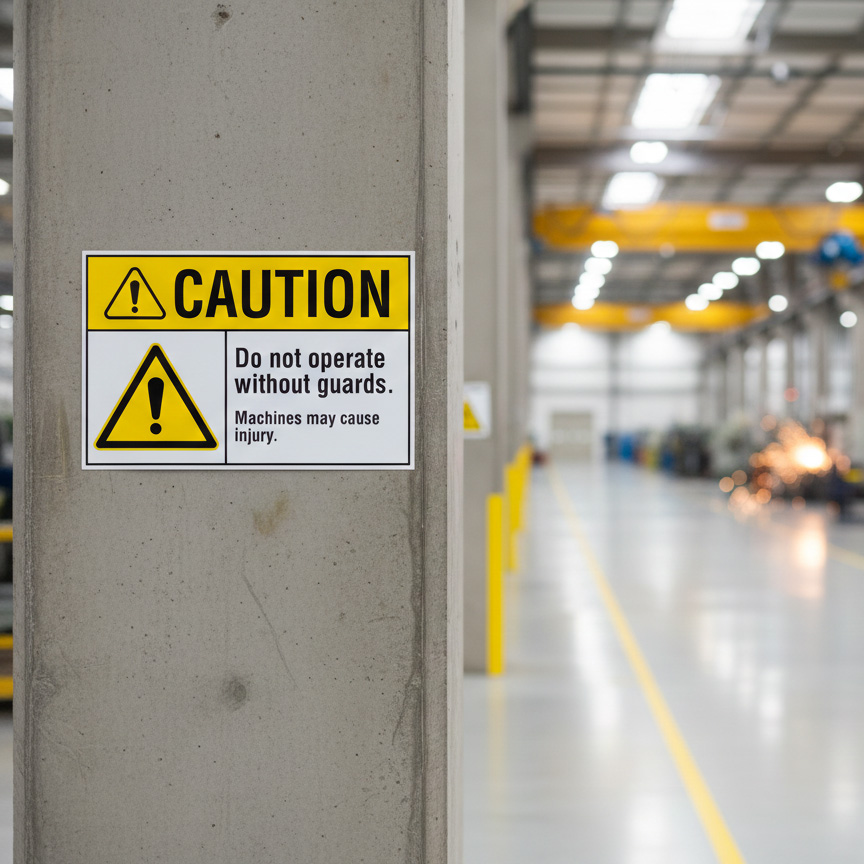 Caution Do not operate without guards. Machines may cau