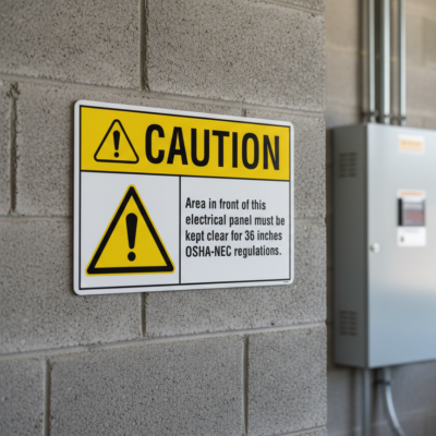 Caution Area in front of this electrical panel must be