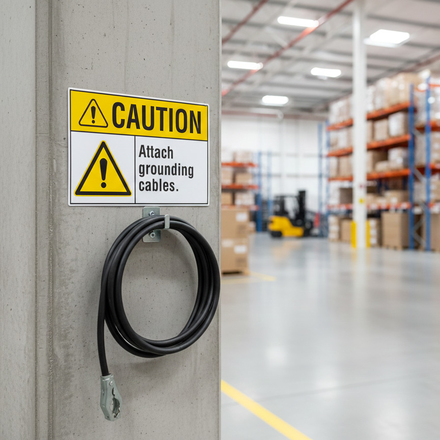 Caution Attach grounding cables.