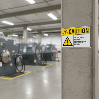 Caution Do not enter without a confined space permit.