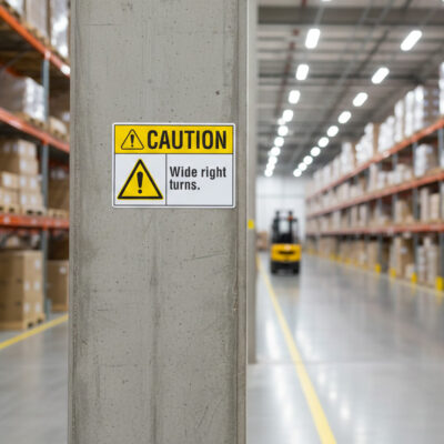 Caution Wide right turns.