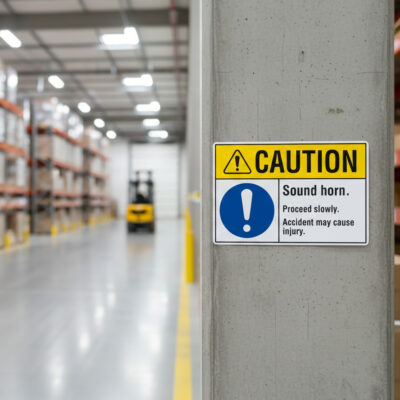 Caution Sound horn. Proceed slowly. Accident may cause