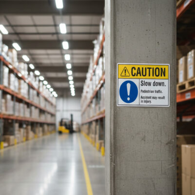 Caution Slow down pedestrian traffic. Accident may resu