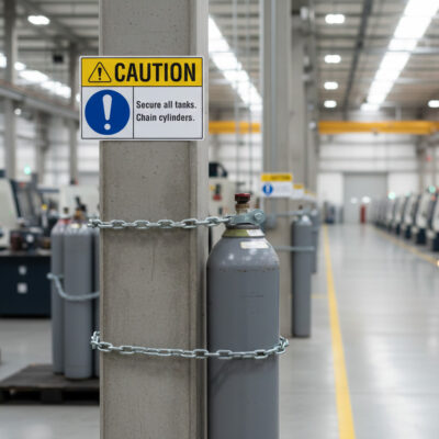 Caution Secure all tanks. Chain cylinders.