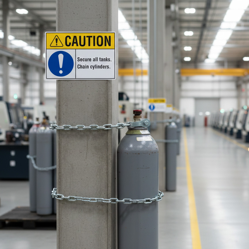 Caution Secure all tanks. Chain cylinders.