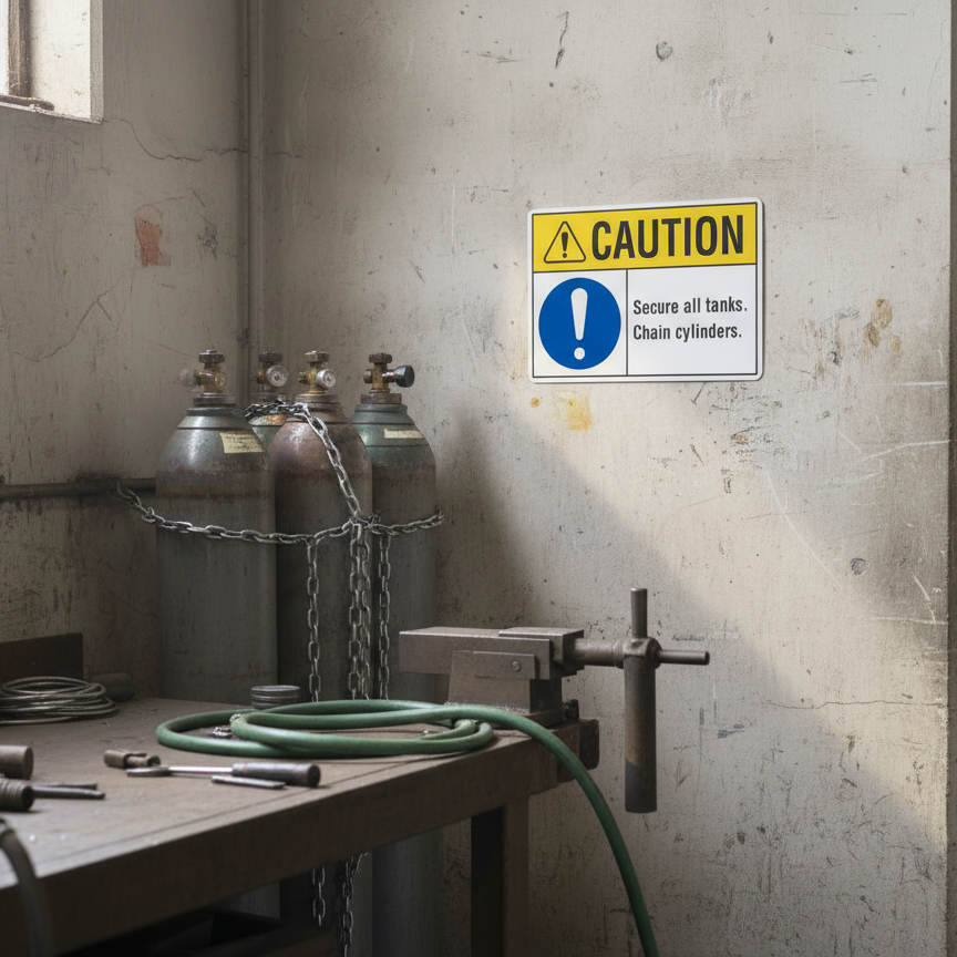 Caution Secure all tanks. Chain cylinders. - Image 2