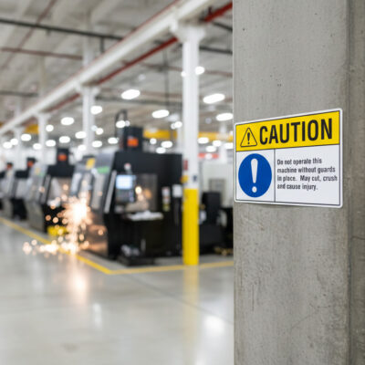 Caution Do not operate this machine without guards in p