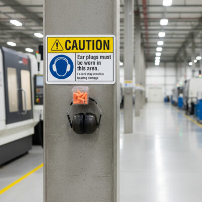 Caution Ear plugs must be worn in this area. Failure ma