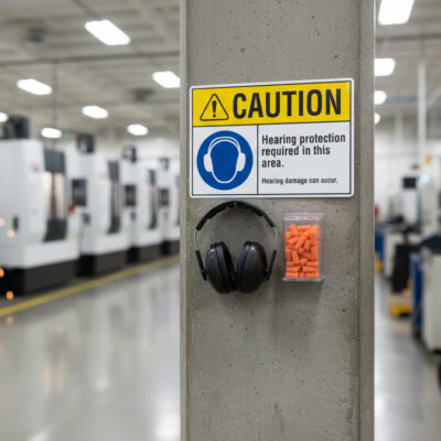 Caution Hearing protection required in this area. Heari