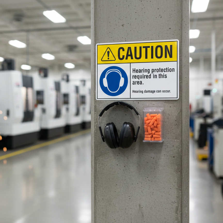 Caution Hearing protection required in this area. Heari