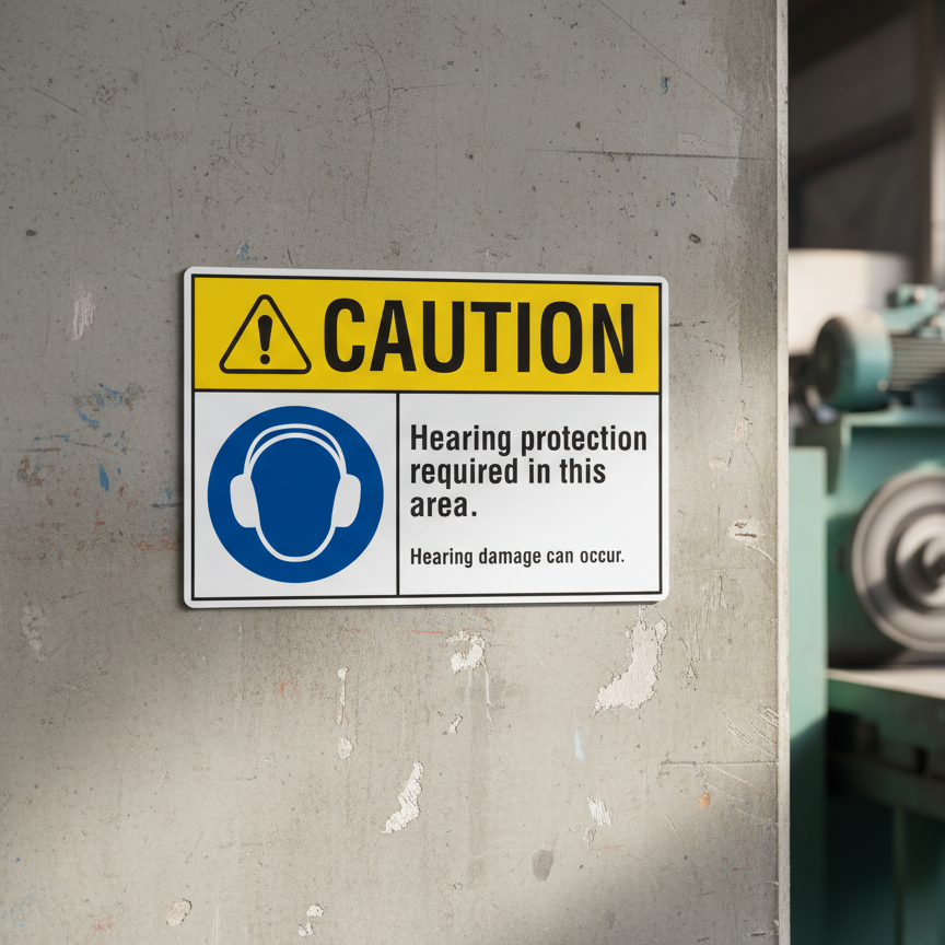 Caution Hearing protection required in this area. Heari - Image 2