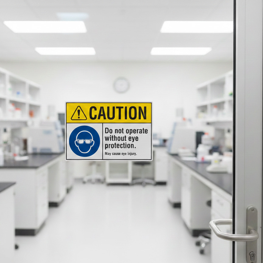 Caution Do not operate without eye protection. May caus