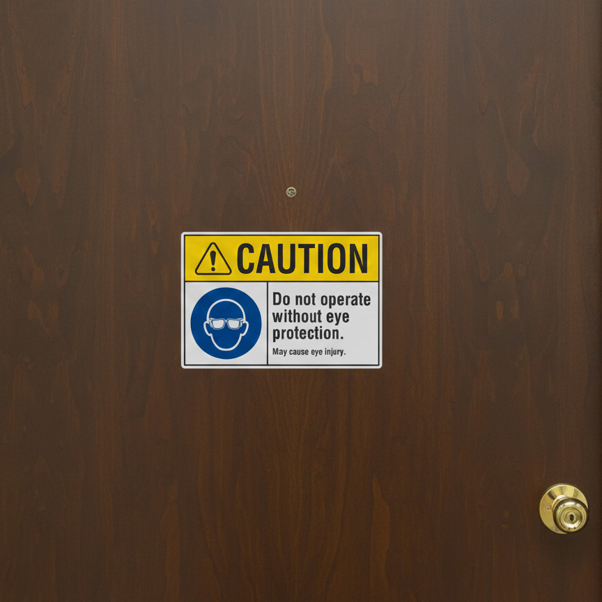 Caution Do not operate without eye protection.