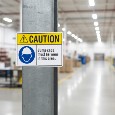 Caution Bump caps must be worn in this area.